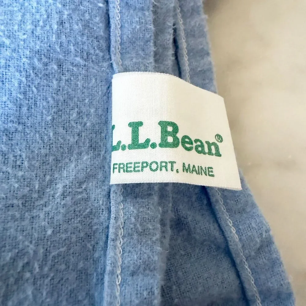Vintage LL Bean Twin Belgian Flannel Sheet Set Blue Cotton + Mattress Pad 4 Pc